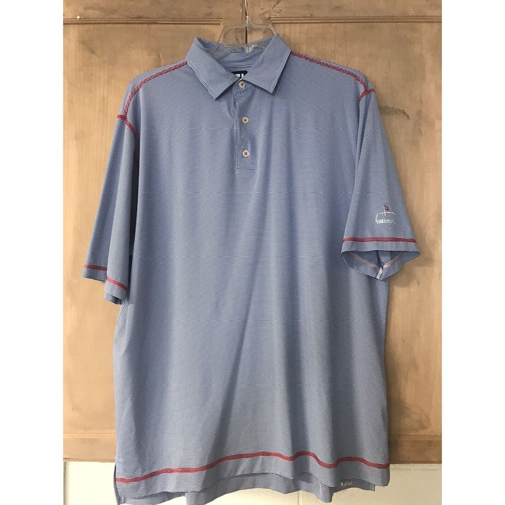 FootJoy FJ Men's Short Sleeve Polo Blue and White Stripe‎ The Golf Club XL